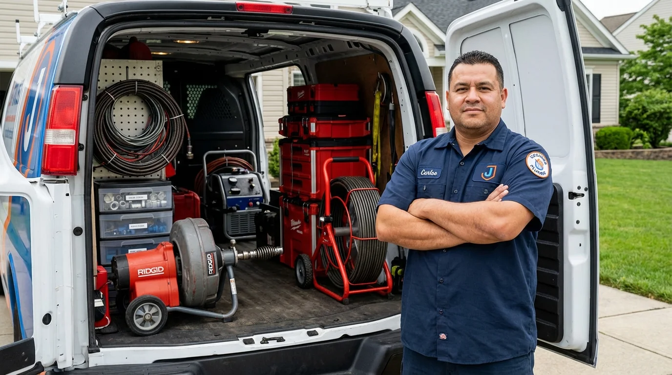 Professional drain cleaning equipment and Johns Plumbing LLC plumber in Savanna