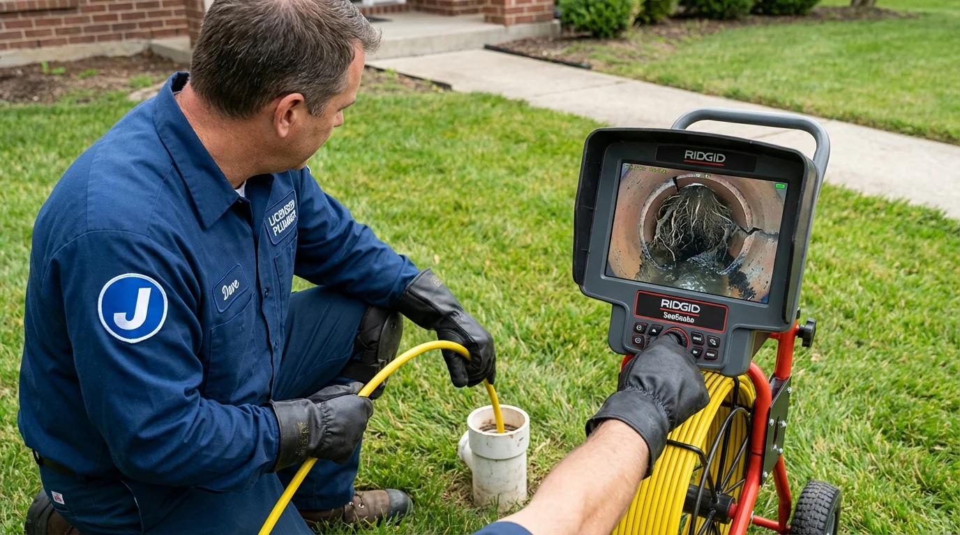Sewer camera inspection being performed by Johns Plumbing LLC in Savanna
