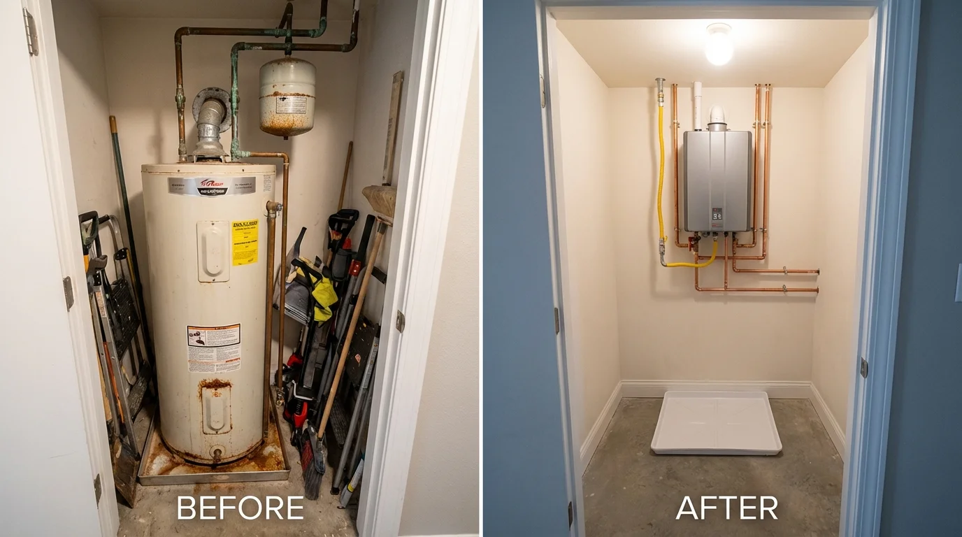 Tank water heater versus wall-mounted tankless unit comparison for Savanna, IL homeowners