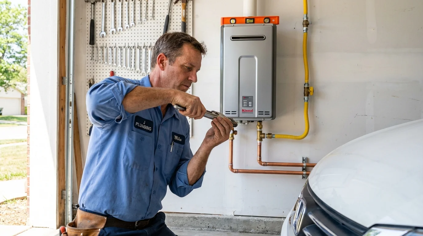 Tankless water heater installation by a Johns Plumbing LLC plumber in Savanna